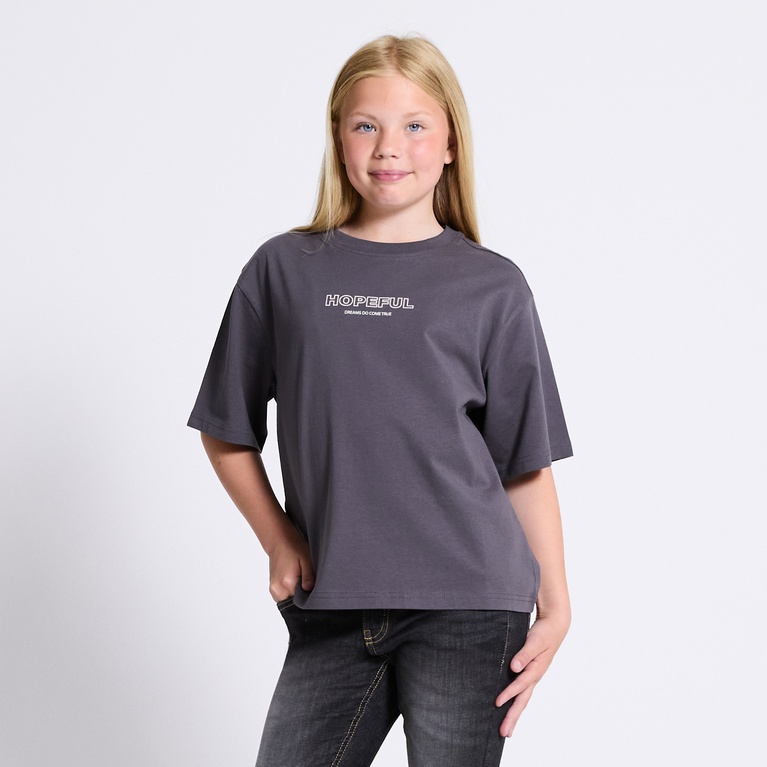 Boxy printed tee "Sissela" Grey